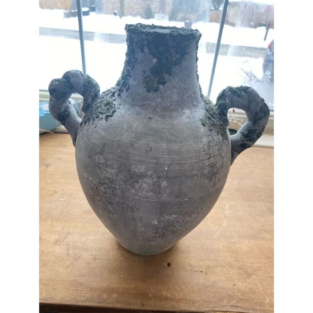 THE COMMONWEALTH Retro Green Double Handle Amphora Vase 10
